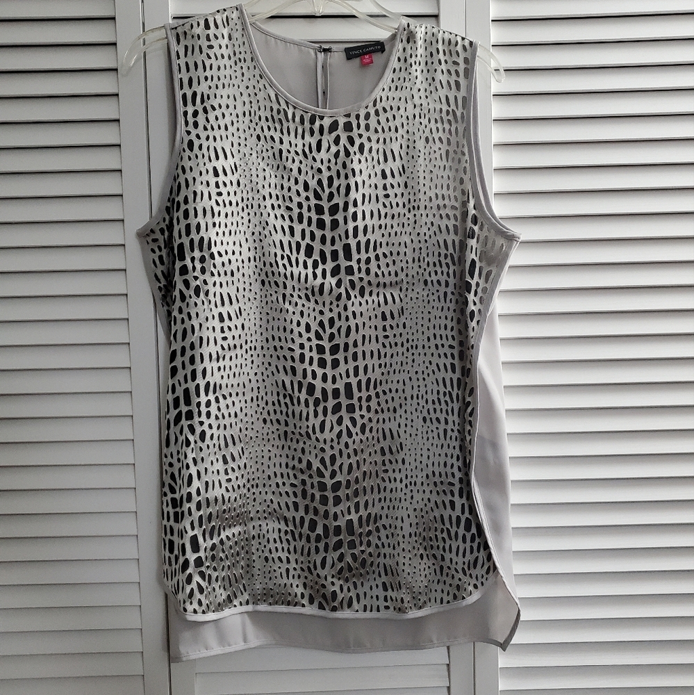 Vince Camuto Chic Black and Gray Sleeveless Top Size M